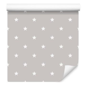 Tapeta Bijele zvijezde na sivoj pozadini za dnevni boravak i spavaću sobu 50x1000 cm
