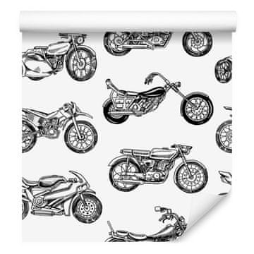 Tapeta Crno-bijeli crteži motocikala za dnevni boravak i spavaću sobu 50x1000 cm