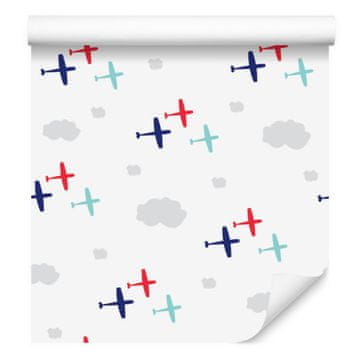 Tapeta sa šarenim avionima i oblacima za dnevni boravak i spavaću sobu 50x1000 cm