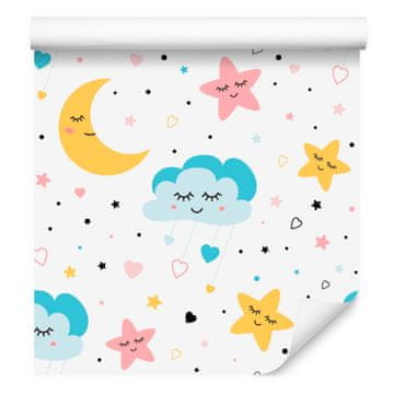 Tapeta Šarene usnule zvijezde i oblaci i mjeseci 50x1000 cm