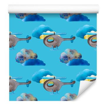 Fototapeta s helikopterima u akvarel stilu, šarena, 50x1000 cm