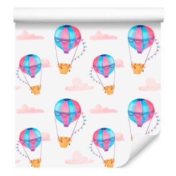 Tapeta s pastelnim balonima i oblacima za dnevni boravak i spavaću sobu 50x1000 cm