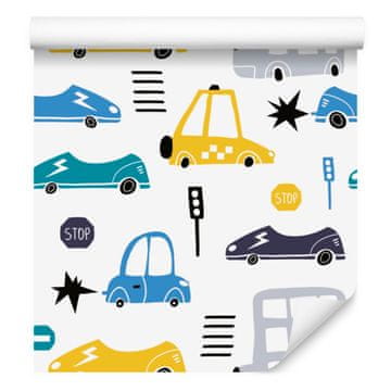 Tapeta Šareni automobili bajkovita dekoracija za dnevni boravak i spavaću sobu 50x1000 cm
