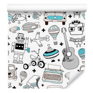 Tapeta s vintage igračkama za dnevni boravak i spavaću sobu 50x1000 cm