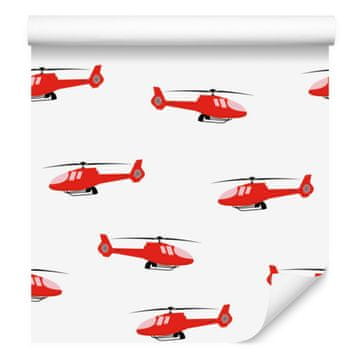 Crvene bajkovite helikopterske tapete za dnevni boravak i spavaću sobu 50x1000 cm