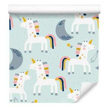 Tapeta s jednorozima i mjesecima u skandinavskom stilu 50x1000 cm