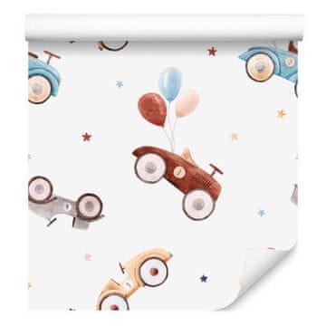 Fototapeta s retro automobilima u akvarel stilu za dnevni boravak i spavaću sobu 50x1000 cm