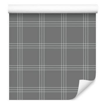 Škotska karirana tapeta u nijansama sive za dnevni boravak i spavaću sobu 50x1000 cm