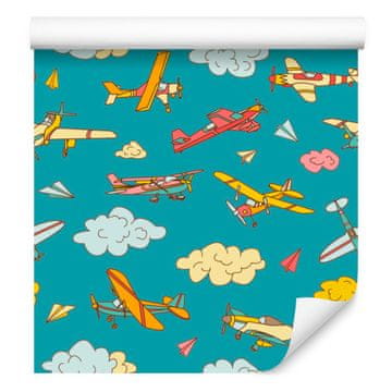 Tapeta Šareni avioni u retro stilu za dnevni boravak i spavaću sobu 50x1000 cm