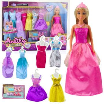 slomart LEAN TOYS Anlily Modni Set s Lutkom, 8 Haljina, Dodaci