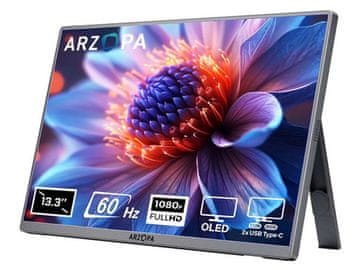 Arzopa Prijenosni monitor 13.3'' (34 cm) FullHD OLED 60Hz, 2xUSB-C, zvučnici, futrola, ARZOPA A3C Pro