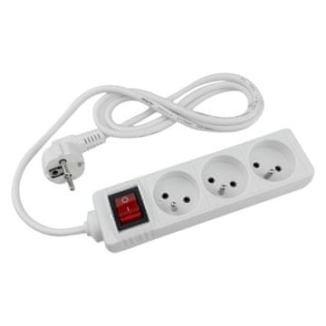 Eco light Produžni kabel s 3 utičnice 1,5 m s/bez prekidača, bijeli