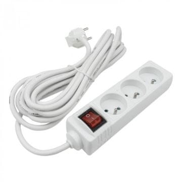 Eco light Produžni kabel 3 utičnice 5m sa/bez prekidača bijeli