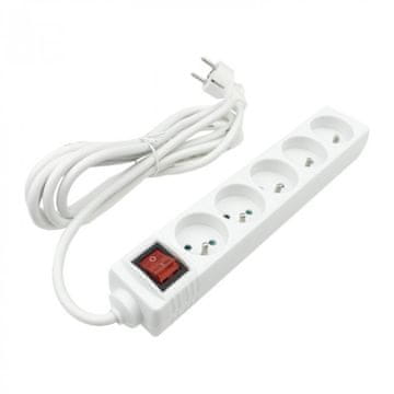 Eco light Produžni kabel 5 utičnica 3m sa/bez prekidača bijeli