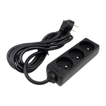 Eco light Produžni kabel 3 utičnice 3m sa/bez 3x1,5 mm2 crne boje