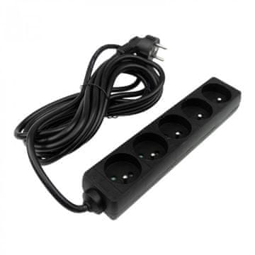 Eco light Produžni kabel 5 utičnica 5m sa/bez 3x1,5mm2 crne boje