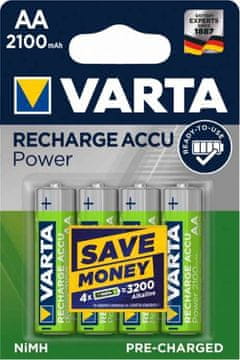 Northix VARTA Recharge Accu Power AA baterije 2100 mAh, pakiranje od 4 komada