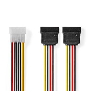 Nedis Unutarnji kabel za napajanje | Molex muški | 2x SATA 15-pinski ženski | Pozlaćeni | 0,15 m | Okrugli | PVC | Višebojni | Kutija