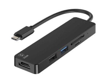 Northix 5-u-1 USB-C adapter HDMI 4K MicroSD, maks. 15W, 5V, 3A - Crni