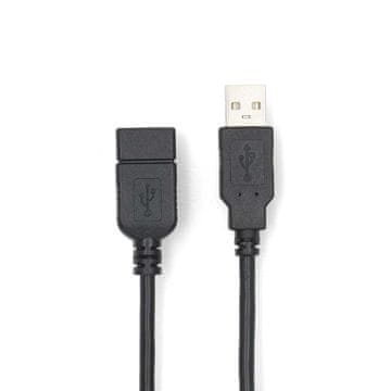 Nedis USB kabel USB 2 0 USB A muški USB A ženski 480 Mbps Niklani 3 00 m Okrugli PVC Crni Etiketa