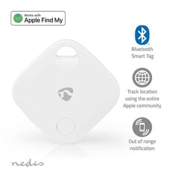 Nedis Tražilica ključeva Kompatibilno s Apple Find My App Na baterije 1x CR2032 baterije uključene Bluetooth verzija 5 1 Vijek trajanja baterije do 1 godina Bijela 1 kom
