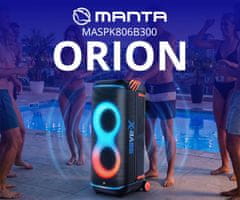 Manta SPK806B300 ORION prijenosni KARAOKE zvučnik, 300W, DISCO RGB LED osvjetljenje, crni