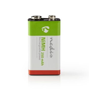 Nedis Punjiva Ni MH baterija E Block 8 4 V DC 250 mAh Unaprijed napunjena 1 blister 6LR61 Zelena Crvena