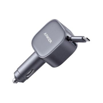 Anker Nano auto punjač s ugrađenim kabelom, 75 W, srebrni (A2738HA2)
