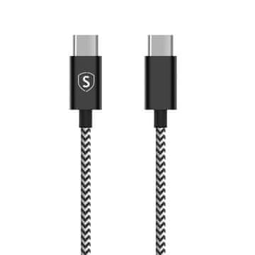 Northix Skin USB-C na USB-C kabel 2.1A, 0.25m - crno/bijeli