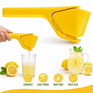 Cool Mango ručni sokovnik za citruse, svježi sok uz manje napora, ABS, žuta - JuicyPress