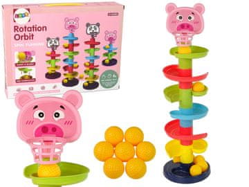 slomart LEAN TOYS edukacijski sortirač loptica s toboganom, 6 razina, sa košarom