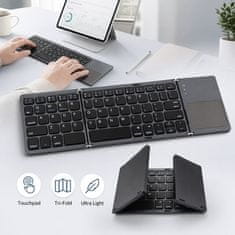 Cool Mango bežična tipkovnica s touchpadom, sklopiva za tiho tipkanje, Bluetooth i 2,4G povezivanje - Wirefy