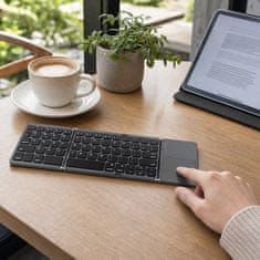 Cool Mango bežična tipkovnica s touchpadom, sklopiva za tiho tipkanje, Bluetooth i 2,4G povezivanje - Wirefy