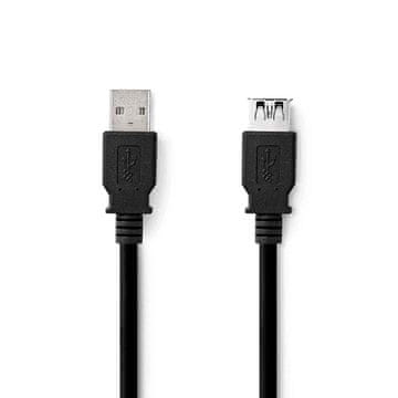 Nedis USB kabel | USB 3.2 Gen 1 | USB-A muški | USB-A ženski | 5 Gbps | Niklani | 1,00 m | Okrugli | PVC | Crni | Etiketa