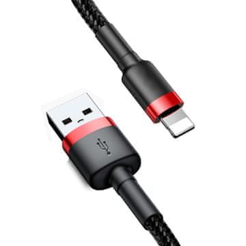Northix Baseus Kevlar USB kabel s Lightning 2A, 1 m - Crveno/Crni