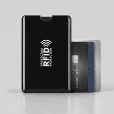 RFID zaštitna futrola za kartice, aluminijska zaštita od skeniranja, tanka i vodootporna, 92 × 62 mm | SCANSTOP Crna