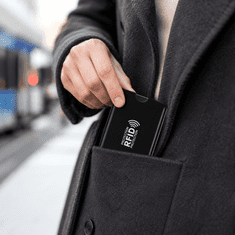 RFID zaštitna futrola za kartice, aluminijska zaštita od skeniranja, tanka i vodootporna, 92 × 62 mm | SCANSTOP Crna