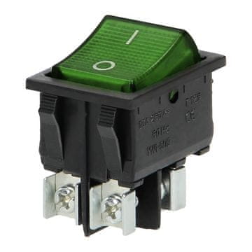 Orno Osvijetljena sklopka, zeleni gumb, crno kućište, 20(10)A / 250V
