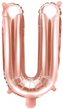 Folija balon Slovo "U", 35cm, ružičasto zlato 1 kom.