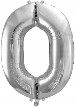 Folija balon broj "0", srebrni, 86 cm, 1 kom.