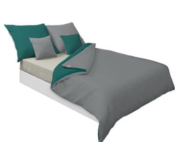 Satenska posteljina 160x200 DOUBLE FACE pepeljasta i zelena