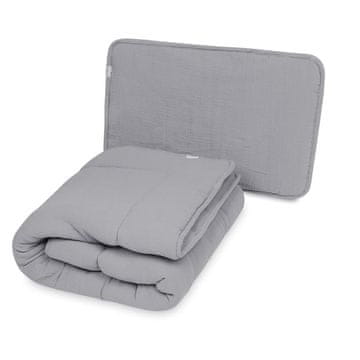 BabyMatex Dječja dekica 100x135 + jastuk 40x60 MUSLIN siva