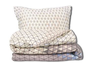 Satenski set posteljine 220x200 EXCLUSIVE Geometrijski u bež nijansama Proljeće