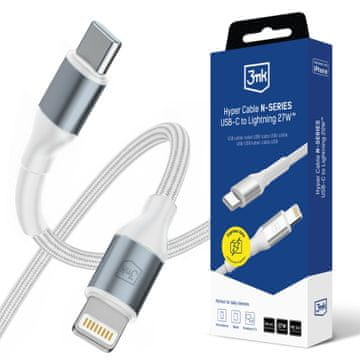 3M Dodatna oprema - 3mk Hyper kabel N-SERIES C na Lightning 50cm PD 3.0 9V/3A 27W Bijeli