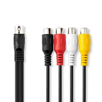 Nedis VAŠ audio kabel DIN 5 pinski muški 4x RCA ženski Niklani 0 20 m Okrugli PVC Crni Oznaka