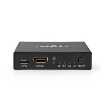 Nedis HDMI prekidač 3 portni priključak a 3x HDMI ulaz HDMI izlaz 8K 60Hz 45 Gbps Daljinski upravljano Aluminij Antracit