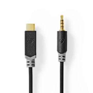 Nedis USB C adapter USB 2 0 USB C muški 3 5 mm muški 1 00 m Okrugli Pozlaćeni PVC Crna Kutija