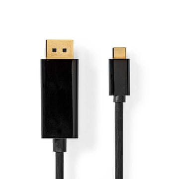 Nedis USB C adapter USB 3 2 Gen 1 USB C muški DisplayPort muški 4K 60Hz 2 00 m Okrugli Pozlaćeni PVC Crni Kutija