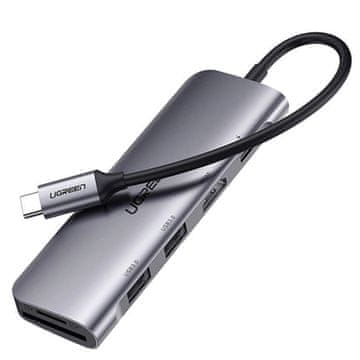 Ugreen CM195 6u1 USB-C - HDMI / 2x USB-A 3.0 / USB-C PD / SD / TF čitač - sivi