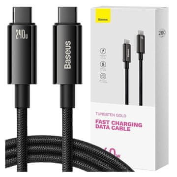 BASEUS Tungsten Gold 240W USB-C na USB-C kabel 2 m (crni)